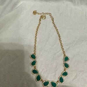 Kate spade Gold Chain Necklace with Green Gem Accents